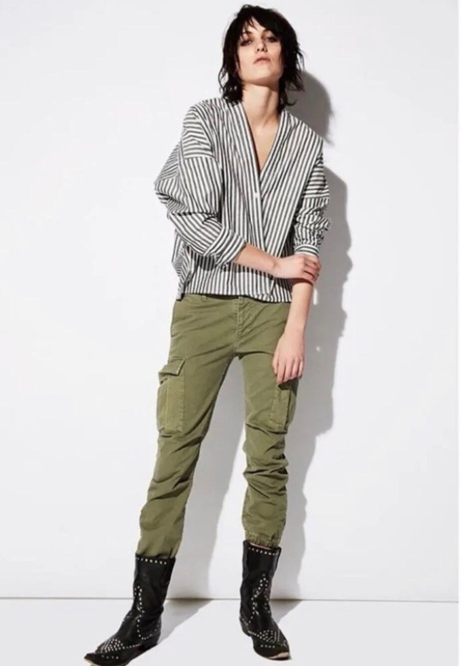 Nili Lotan Cargo French Military Pants, Size 4, Green